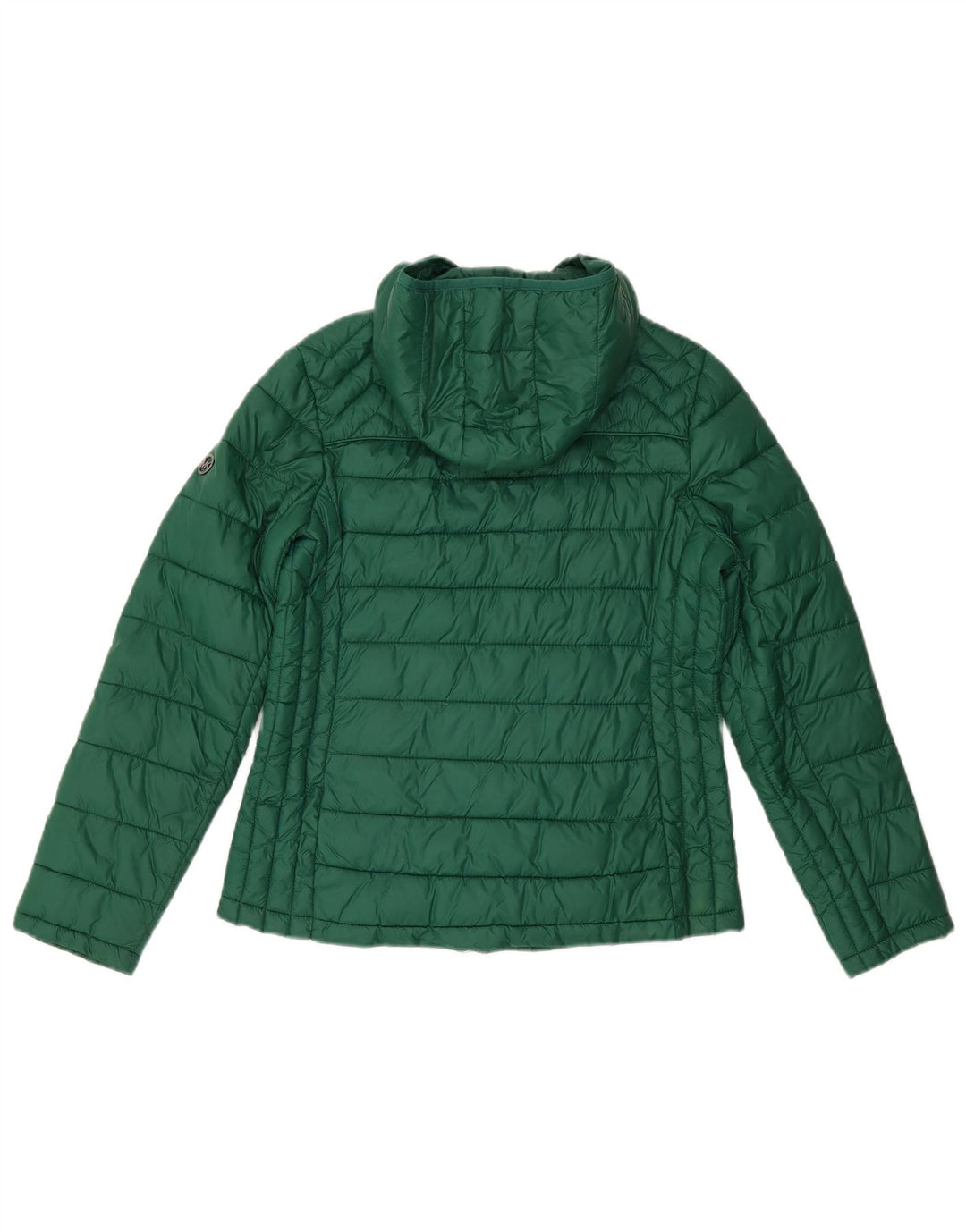 Jaqueta acolchoada com capuz feminino Michael Kors UK 14 nylon verde médio
