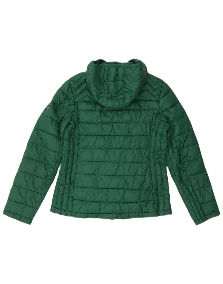 Jaqueta acolchoada com capuz feminino Michael Kors UK 14 nylon verde médio