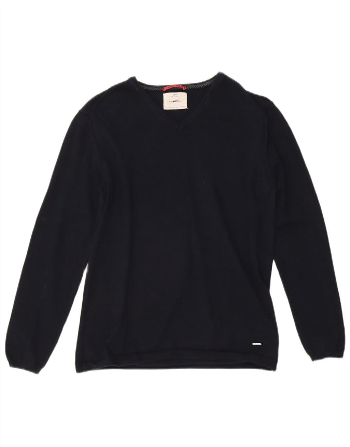 Suéter ZARA Boys com decote em V 11-12 anos azul marinho algodão