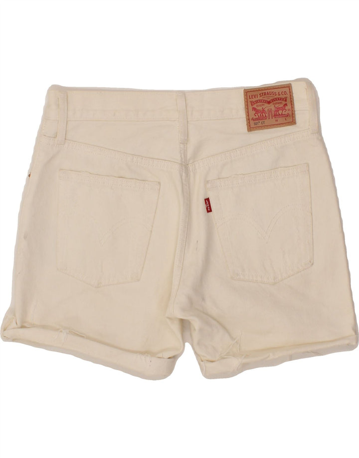 LEVI'S Womens Denim Shorts W25 XS Off White Cotton Vintage Levi's and Second-Hand Levi's from Messina Hembry 