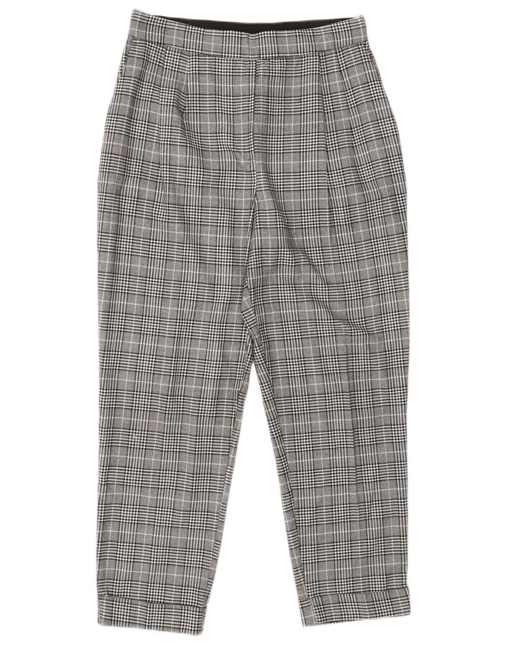 Calça Chino Cônica Feminina Zara Pequena W27 L25 Poliéster Xadrez Cinza