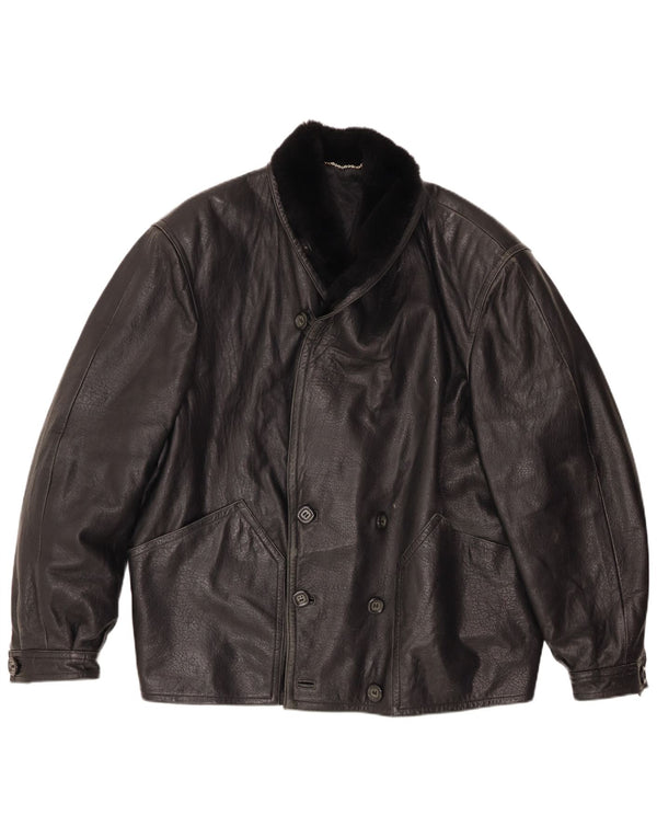 Jaqueta de couro masculina Fibok IT 54 2XL couro preto