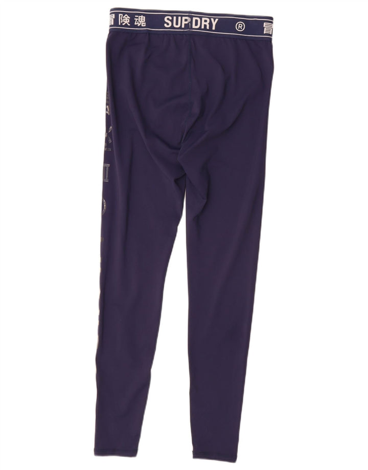 Leggings gráficas femininas Superdry UK 12 poliéster azul marinho médio