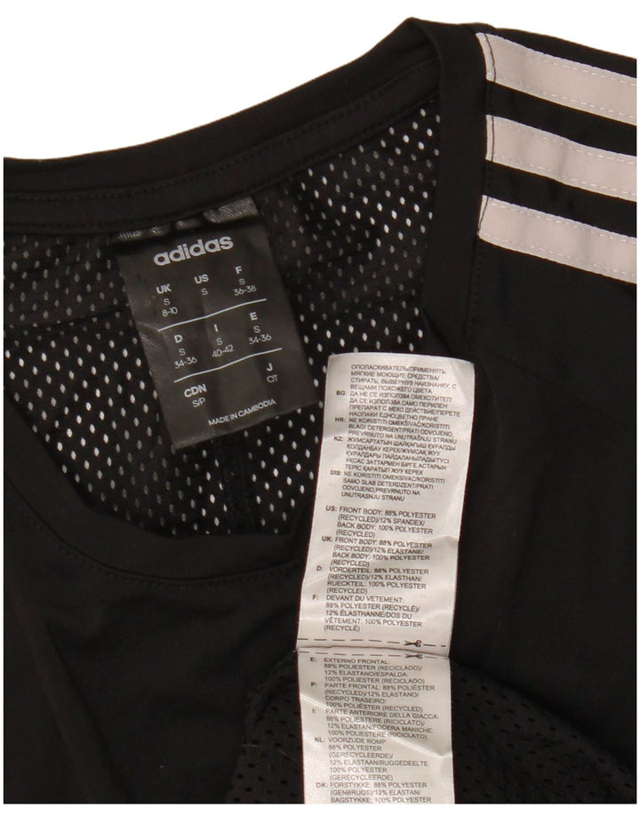 ADIDAS Womens Climalite T-Shirt Top UK 8/10 Pequeno Poliéster Preto