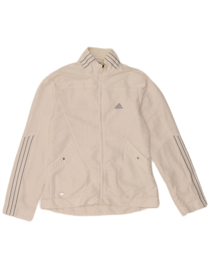 ADIDAS Womens Tracksuit Top Jacket UK 10 Pequeno Poliéster Branco