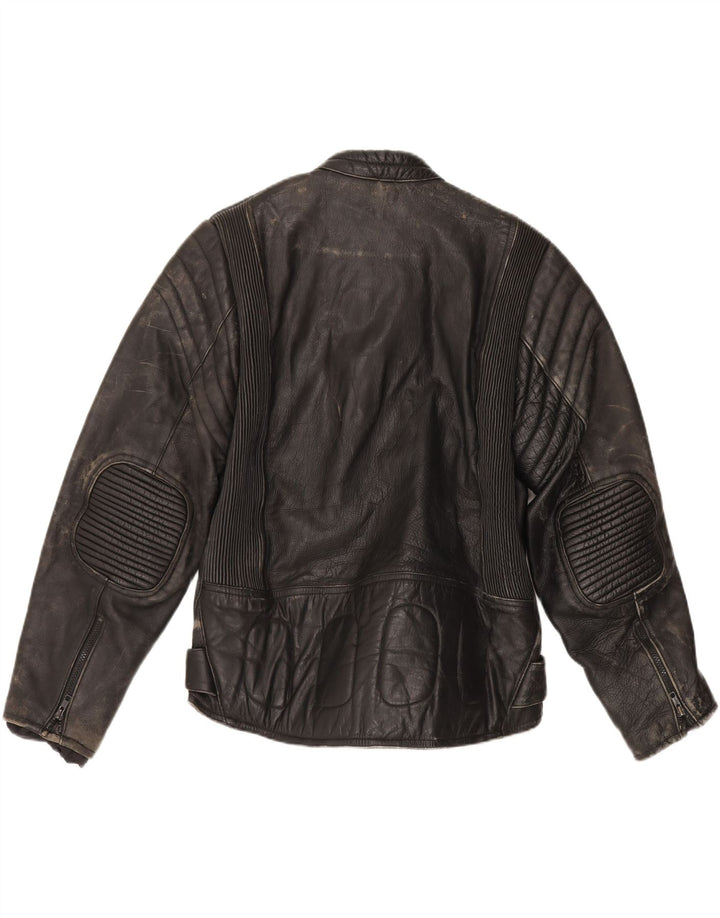 Jaqueta de couro masculina vintage para motociclista UK 36 motociclista preto pequeno