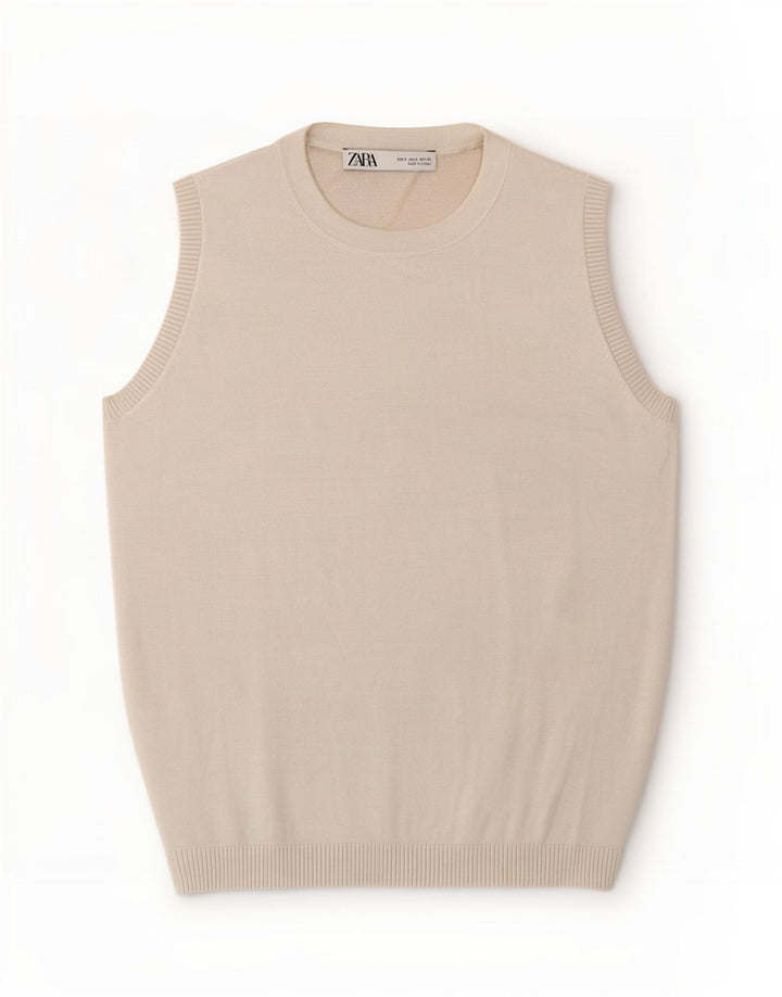 Zara Womens Vest Top UK 8 Pequeno Branco