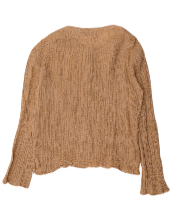 Blusa feminina de manga comprida Zara Top UK 16 grande algodão bege