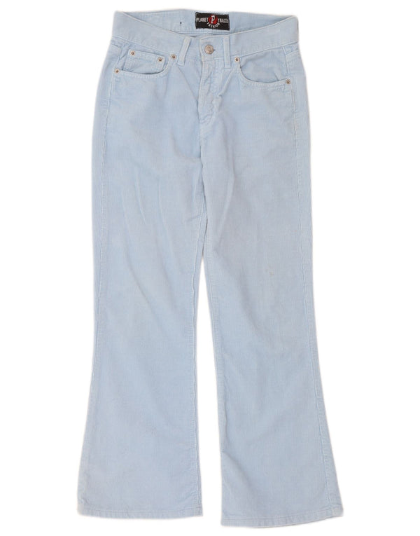 Calça feminina vintage de veludo cotelê W26 L27 algodão azul
