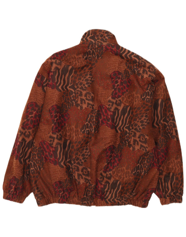 Jaqueta bomber vintage feminina de grandes dimensões Reino Unido 14 grande estampa animal marrom