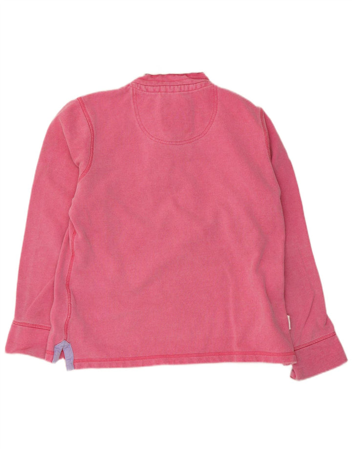 Suéter feminino Crew Clothing com gola redonda e botão UK 12 algodão rosa médio
