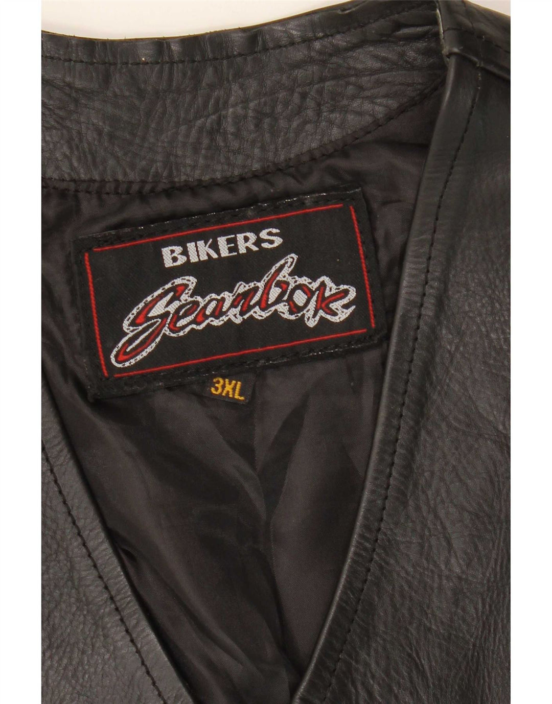 Colete de couro de motociclista masculino vintage 3XL preto