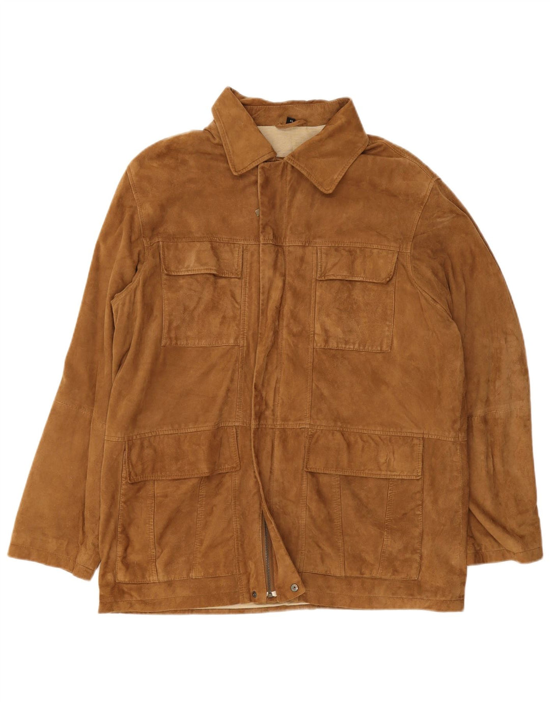 Jaqueta de camurça masculina Camel Active UK 42 XL couro marrom