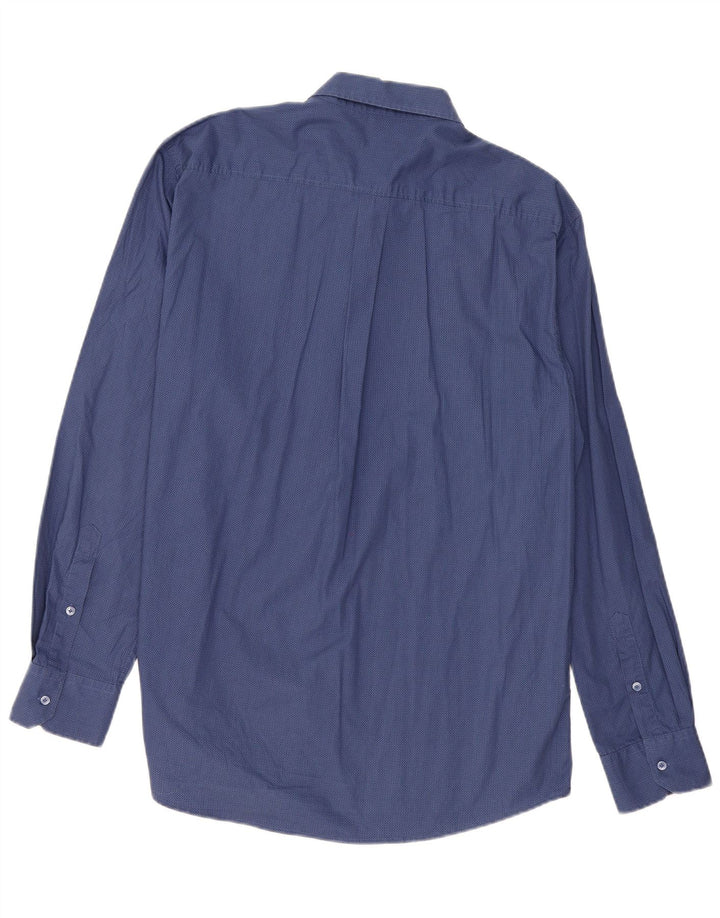 Camisa masculina de ajuste regular da Dack 2XL algodão geométrico azul marinho