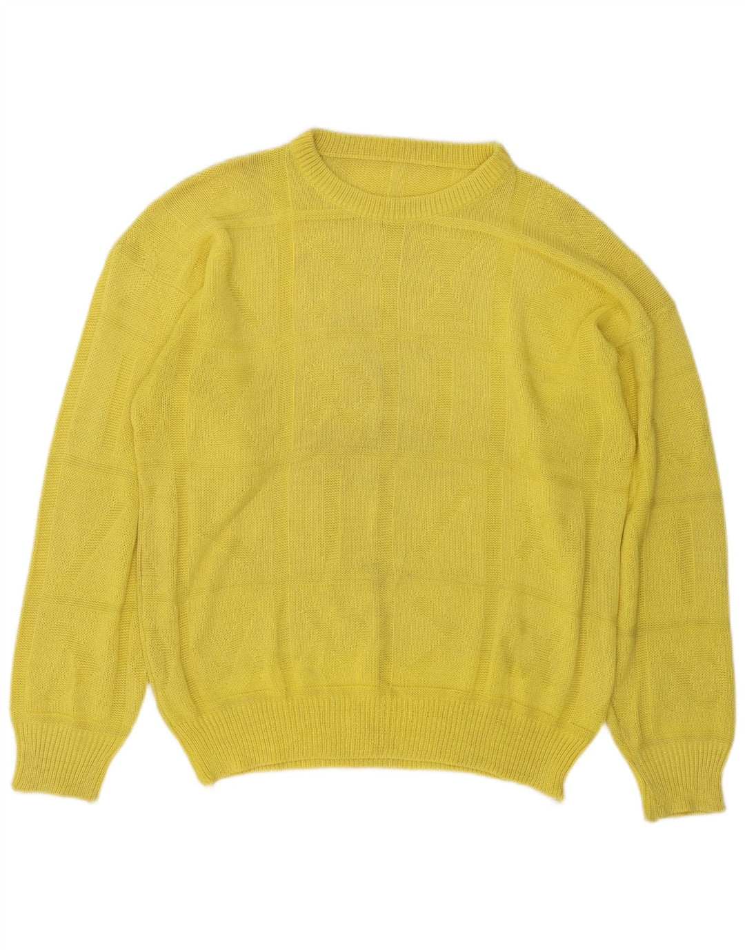 Suéter vintage masculino com gola redonda, amarelo médio