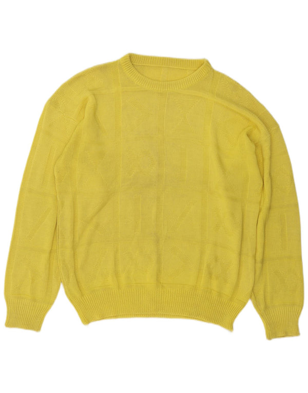Suéter vintage masculino com gola redonda, amarelo médio