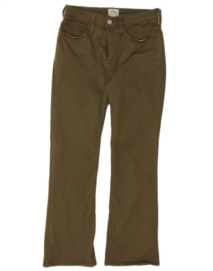J. CREW Calça feminina casual bootcut W25 L25 algodão cáqui