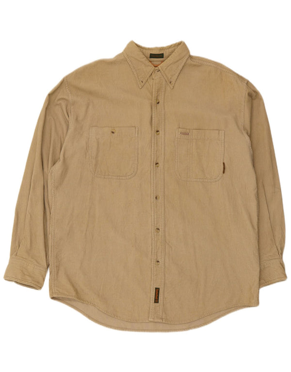 Camisa masculina de veludo Timberland médio bege algodão