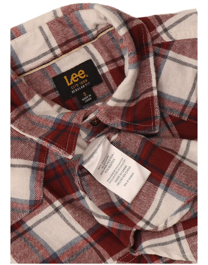 Camisa masculina de flanela de ajuste regular Lee, pequena, algodão xadrez borgonha