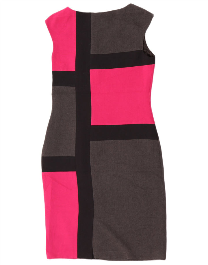Vestido bainha feminino Marks & Spencer UK 10 pequeno bloco colorido multicolorido