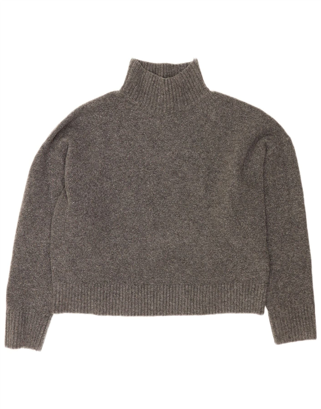 Suéter feminino Zara com gola alta e gola alta, Reino Unido 16, grande, cinza