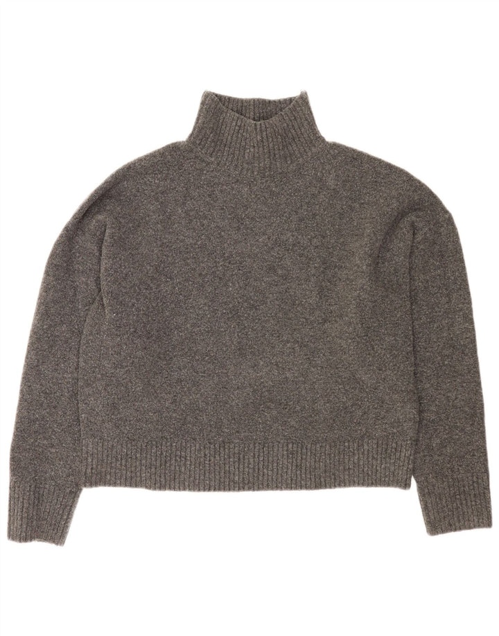 Suéter feminino Zara com gola alta e gola alta, Reino Unido 16, grande, cinza