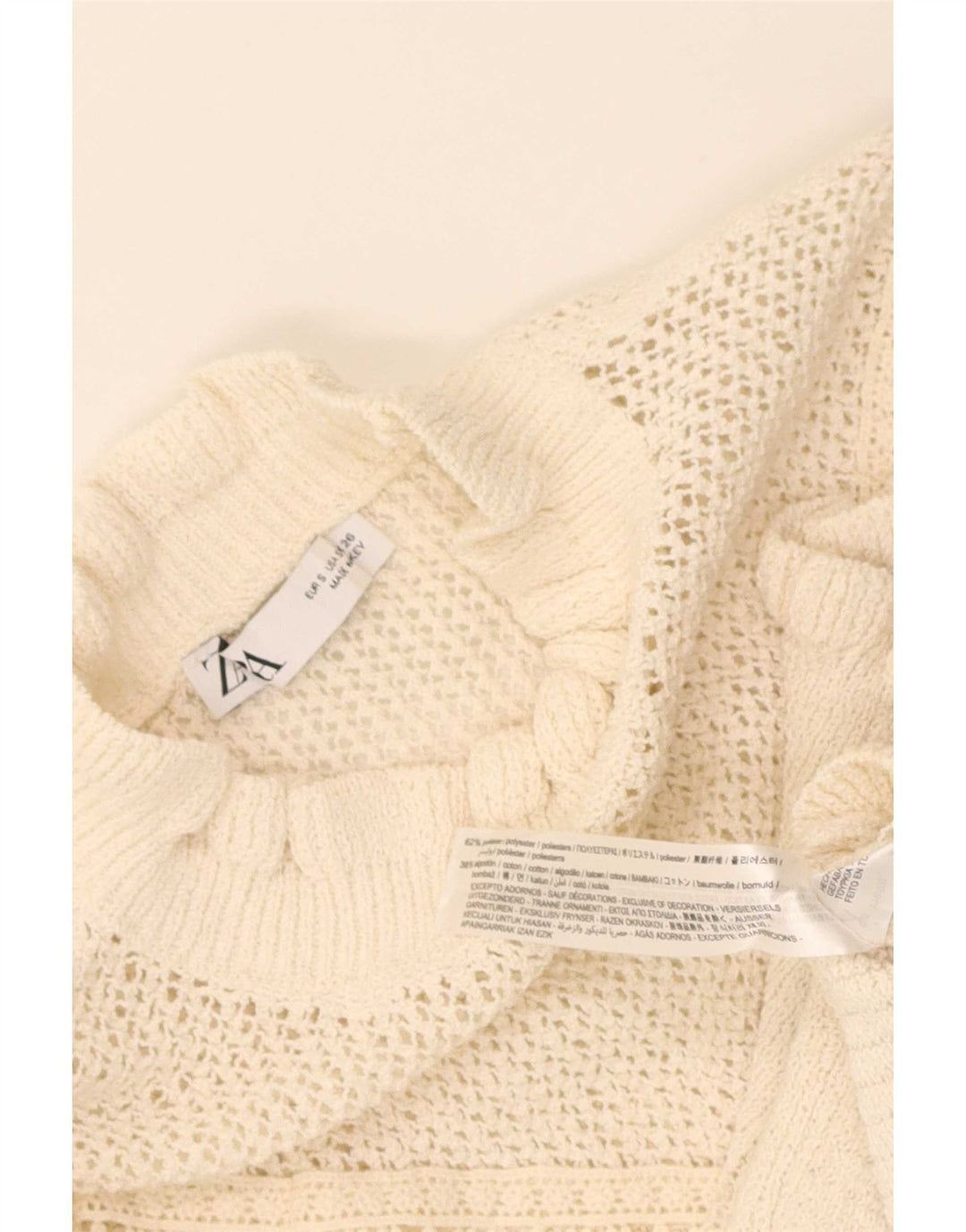 Suéter feminino Zara com gola tartaruga e gola redonda, poliéster bege pequeno, Reino Unido 8