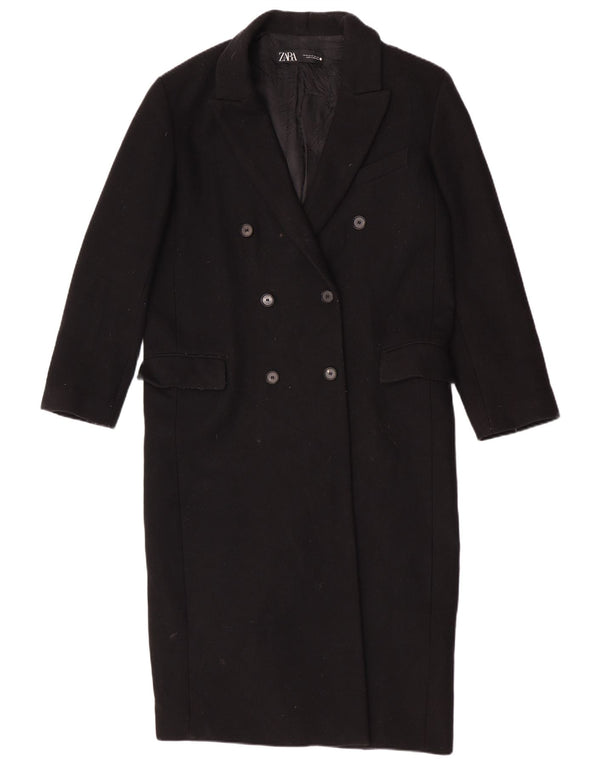 Casaco feminino Zara com peito duplo Reino Unido 14 lã preta média