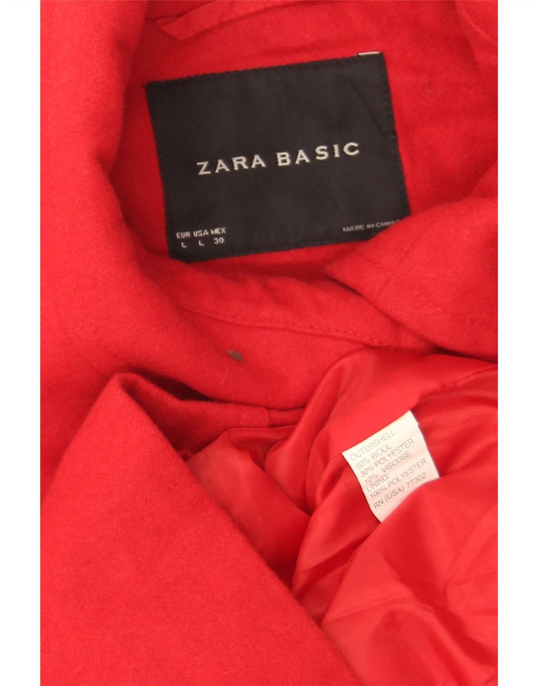 Zara Womens Short Pea Coat Reino Unido 16 Grande Lã Vermelha