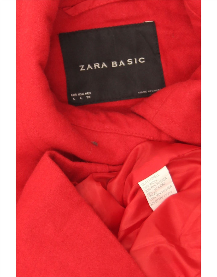 Zara Womens Short Pea Coat Reino Unido 16 Grande Lã Vermelha