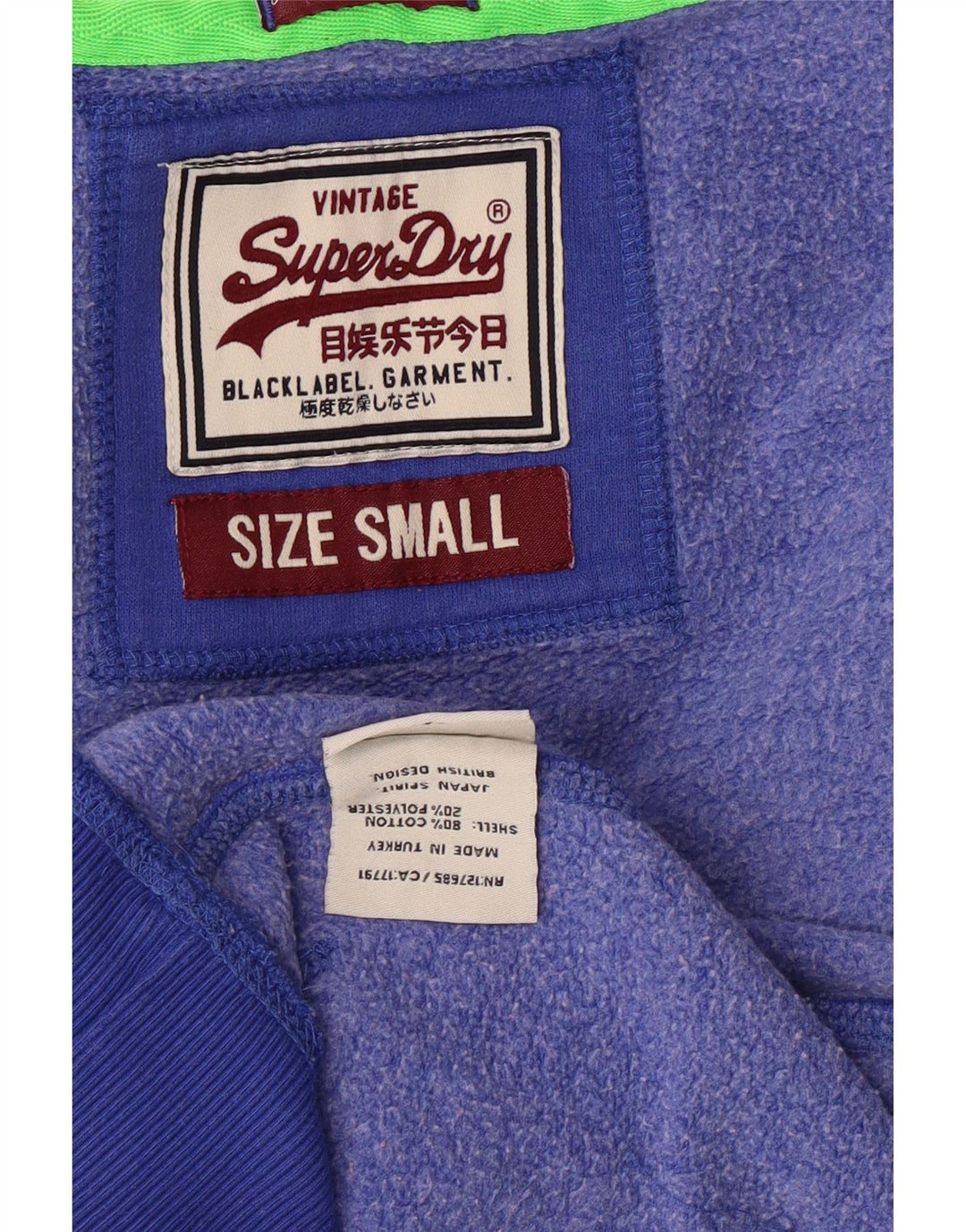 Jumper feminino com capuz gráfico SUPERDRY Reino Unido 10 algodão azul pequeno