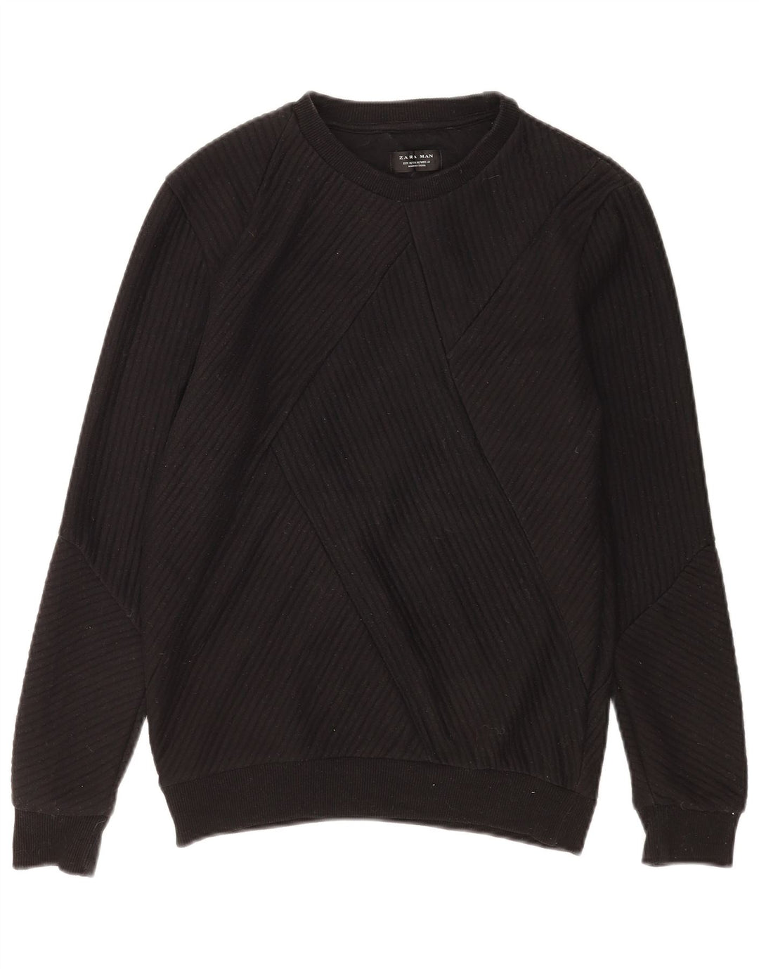 Zara Moletom Masculino Jumper Médio Algodão Preto