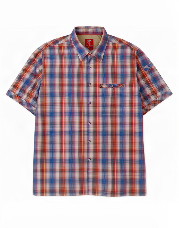 Camisa masculina de manga curta Fat Face grande algodão xadrez azul