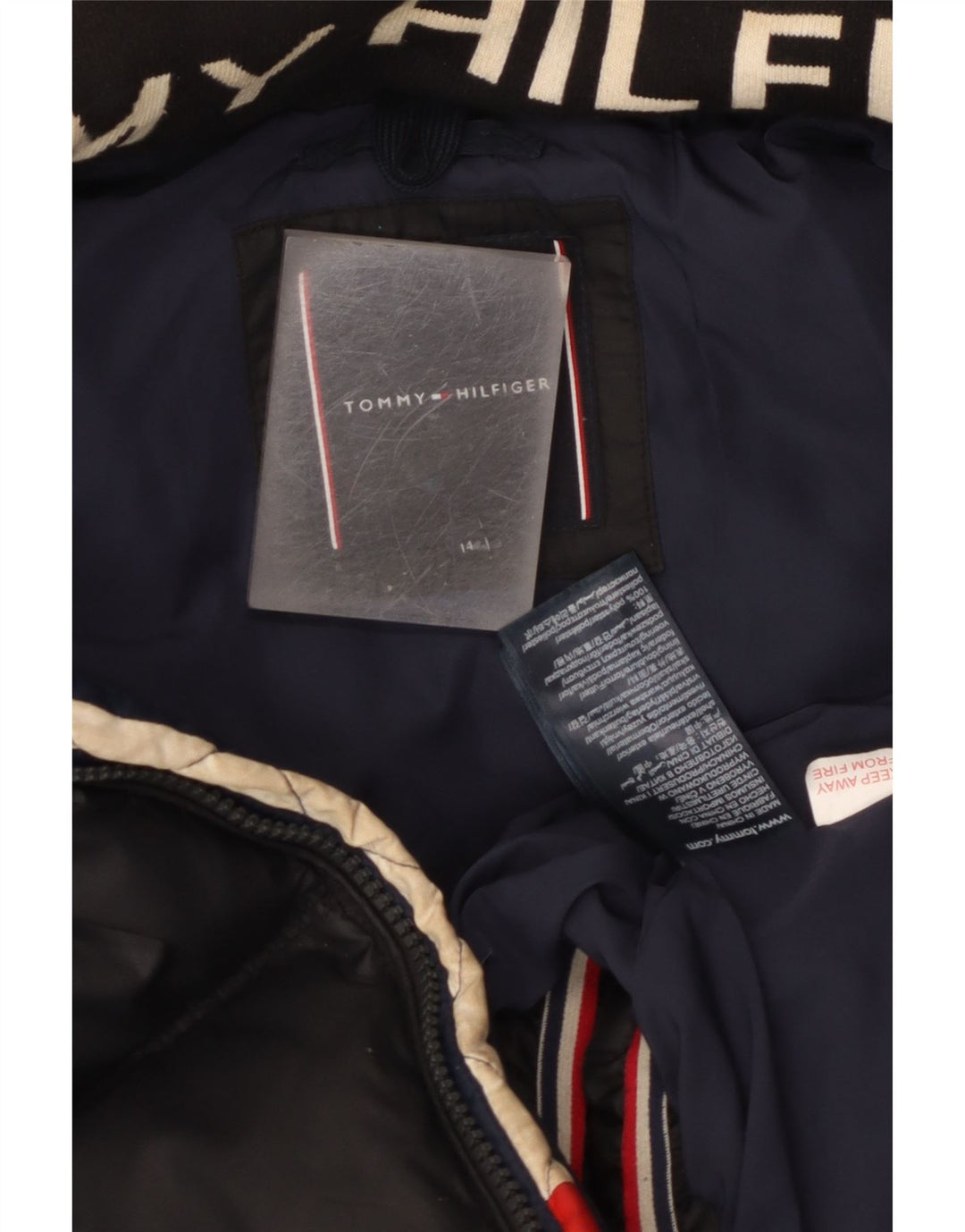 Jaqueta acolchoada com capuz para meninos Tommy Hilfiger 13-14 anos poliéster preto