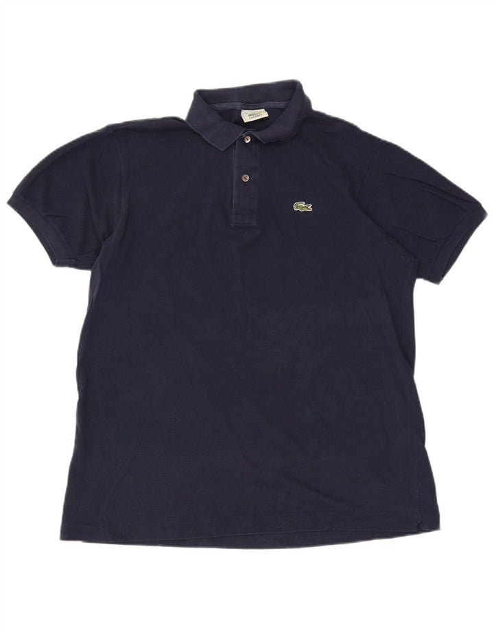 Camisa polo masculina Lacoste tamanho 5 grande algodão azul marinho
