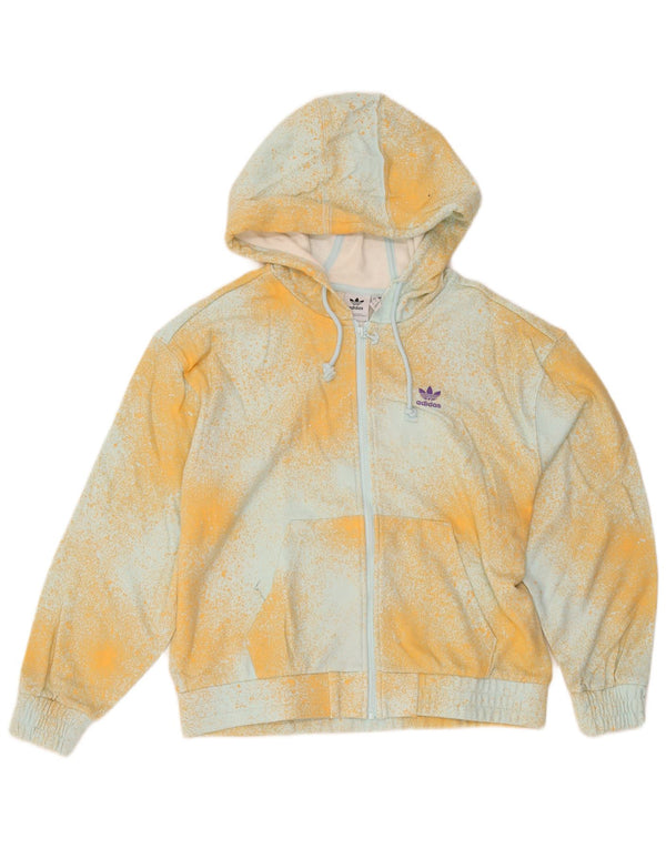 Adidas feminino oversized zip moletom com capuz UK 6 XS amarelo tie-dye