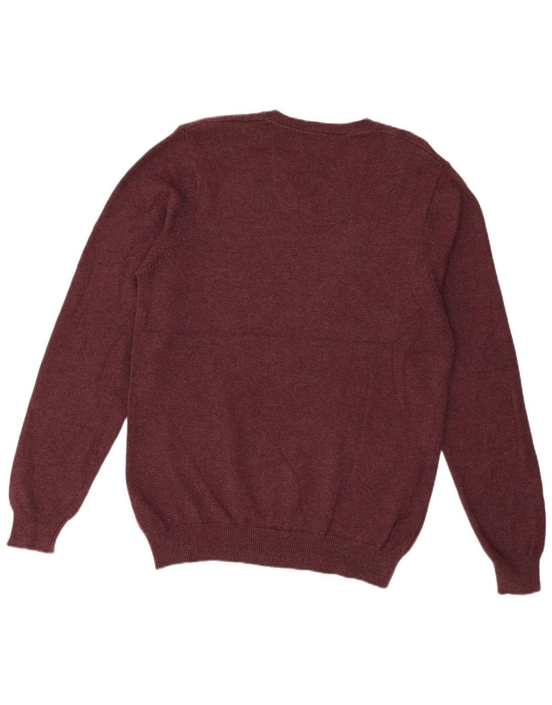 Suéter masculino Marks & Spencer com ajuste regular e decote em V médio Borgonha