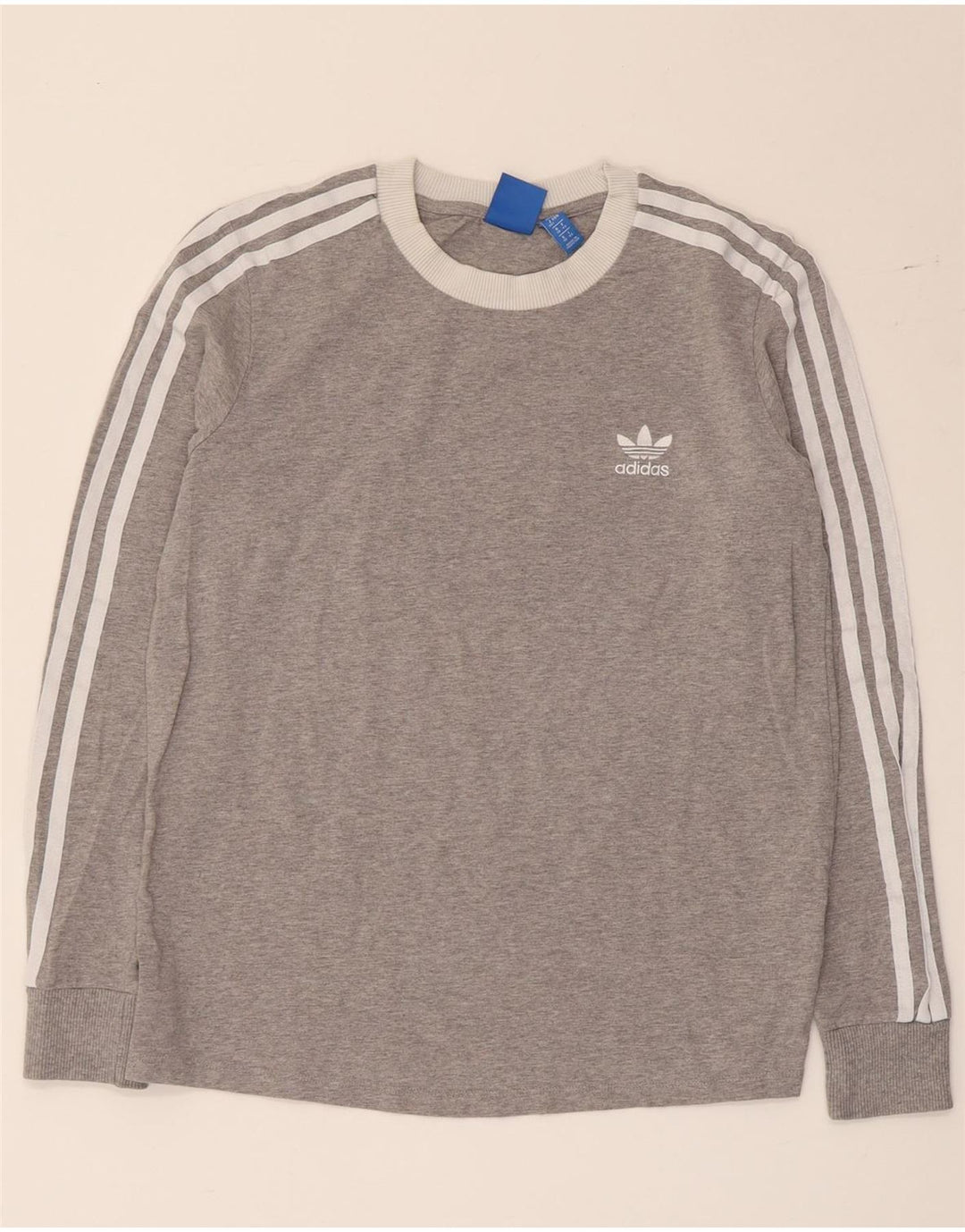 Adidas feminino gráfico moletom jumper UK 12 cinza médio colorblock
