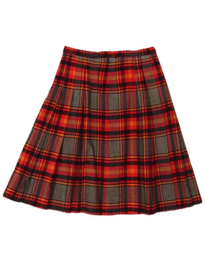 Saia feminina vintage linha A W30 xadrez vermelho médio