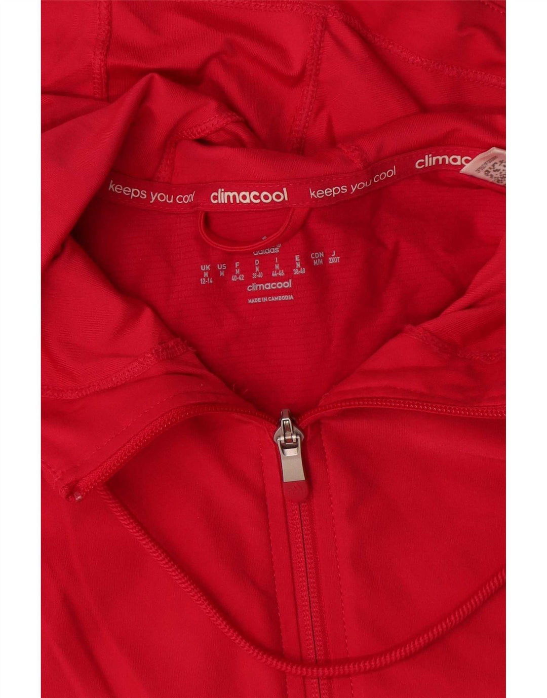 Adidas Womens Climacool Zip Hoodie Sweater UK 12/14 Medium Red Poliéster