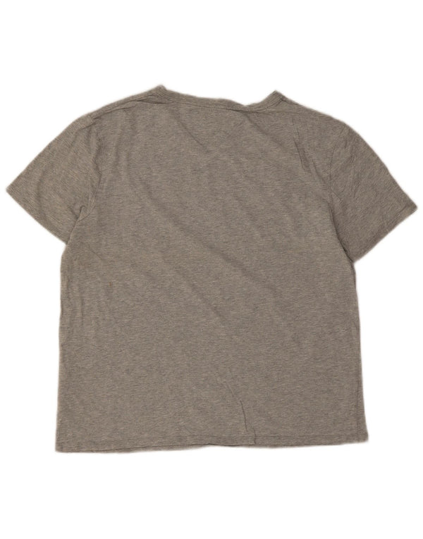 Camiseta feminina Tommy Hilfiger com estampa gráfica UK 14 algodão manchado cinza médio