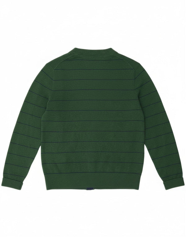 Suéter cardigã masculino Tommy Hilfiger algodão listrado verde médio