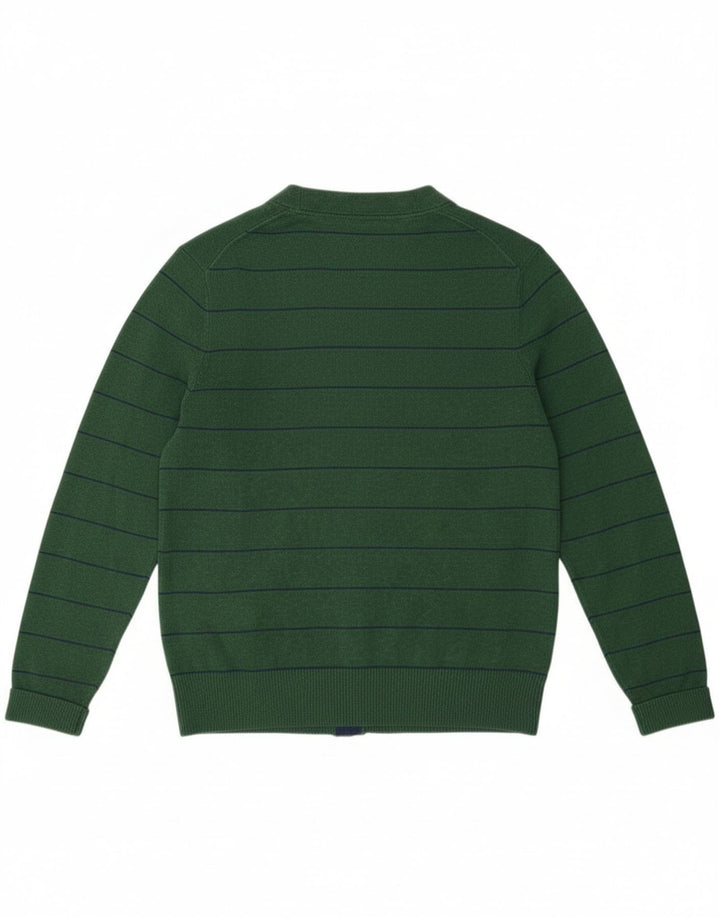 Suéter cardigã masculino Tommy Hilfiger algodão listrado verde médio