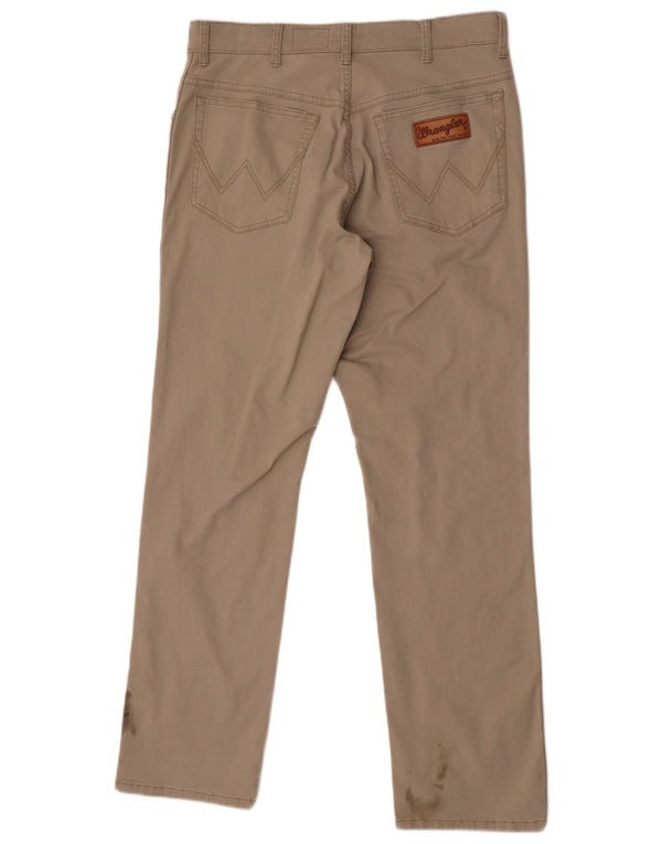 Wrangler Mens Texas Stretch Calça Casual Reta W34 L32 Algodão Bege
