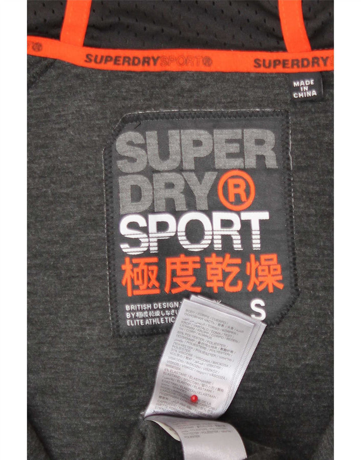Suéter masculino Superdry com capuz e zíper gráfico pequeno poliéster cinza