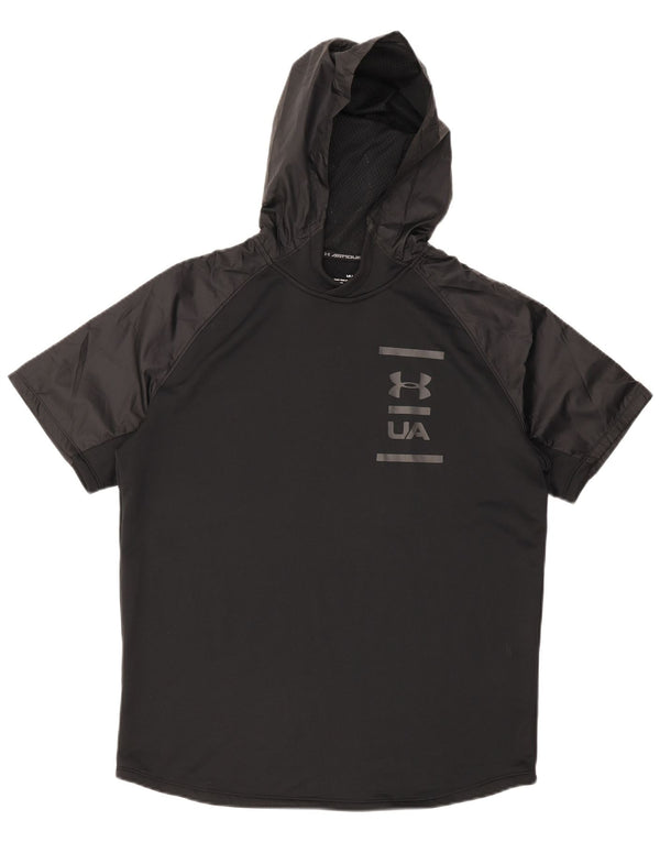 Camiseta masculina Under Armour com capuz gráfico grande bloco colorido preto
