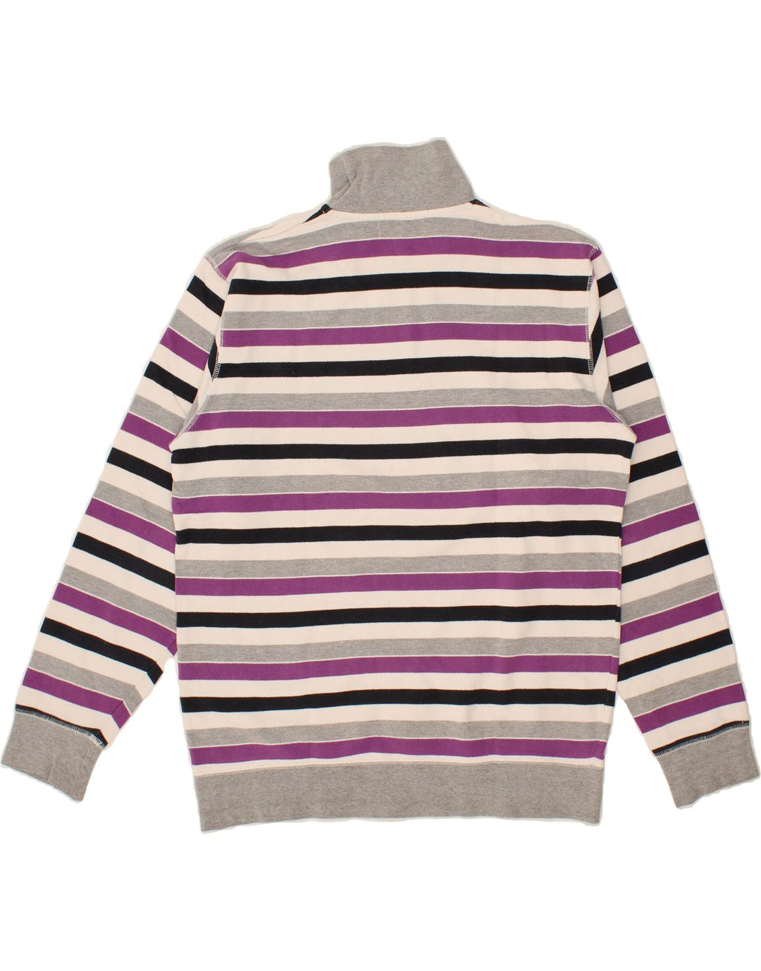 WAMPUM Womens Zip Neck Jumper Sweater UK 20 2XL Purple Striped Vintage Wampum and Second-Hand Wampum from Messina Hembry 