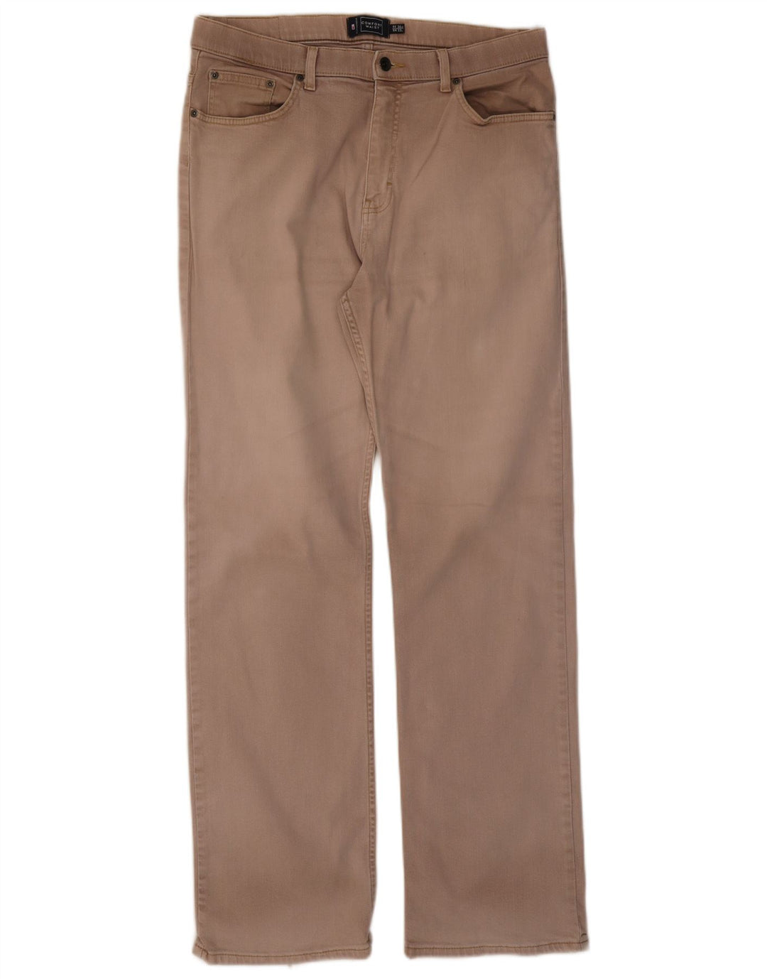Calça jeans reta masculina Marks & Spencer Blue Harbor W36 L33 algodão bege