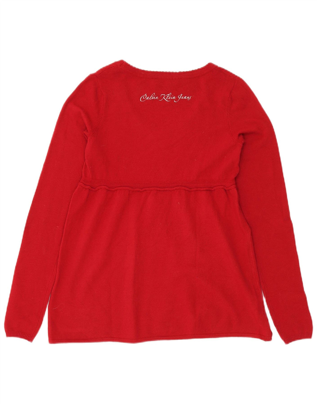 Suéter feminino CALVIN KLEIN JEANS com gola canoa gráfico Reino Unido 10 pequeno vermelho