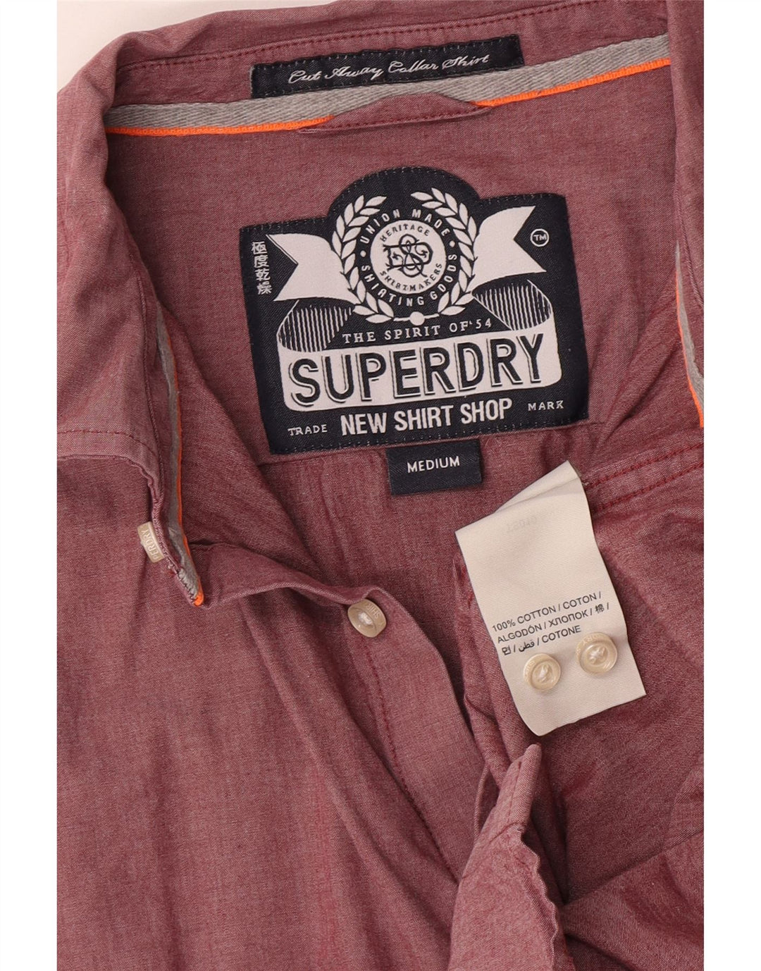 Camisa masculina Superdry média algodão Borgonha